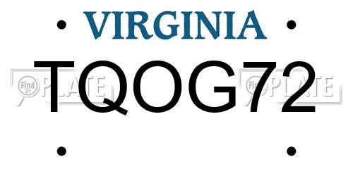 TQOG72 Virginia License Plate