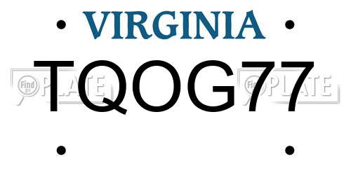 TQOG77 Virginia License Plate