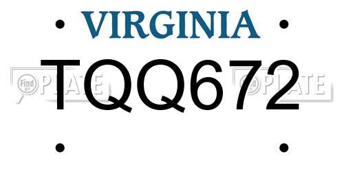 TQQ672 Virginia License Plate