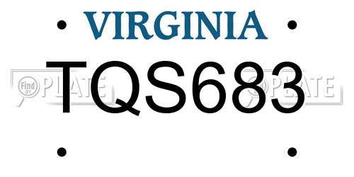 TQS683 Virginia License Plate