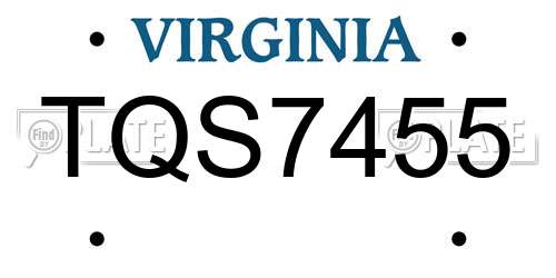 TQS7455 Virginia License Plate