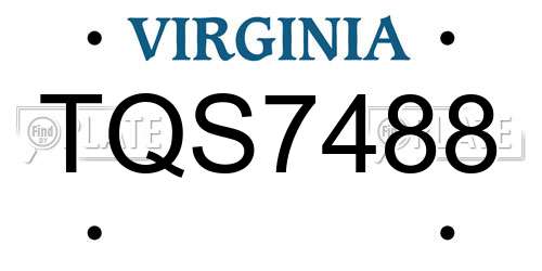 TQS7488 Virginia License Plate