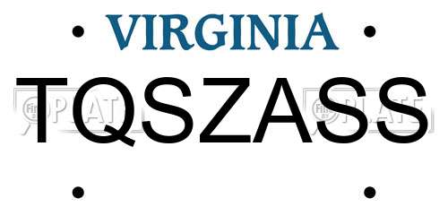 TQSZASS Virginia License Plate
