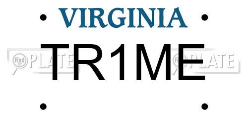 TR1ME Virginia License Plate