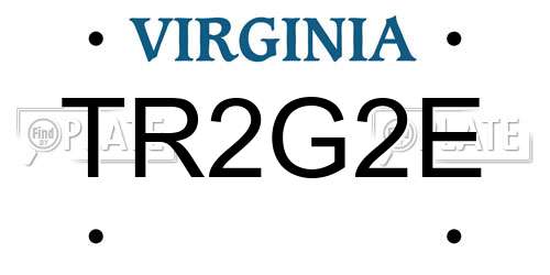 TR2G2E Virginia License Plate