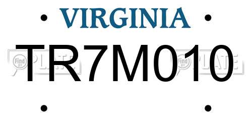 TR7M010 Virginia License Plate