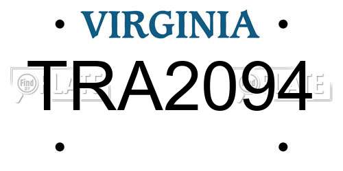 TRA2094 Virginia License Plate