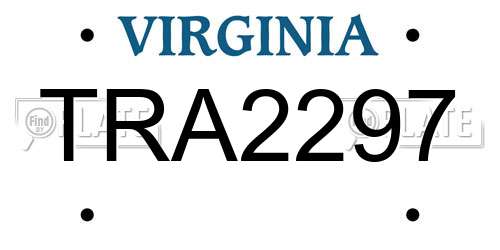 TRA2297 Virginia License Plate