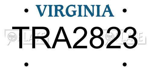 TRA2823 Virginia License Plate