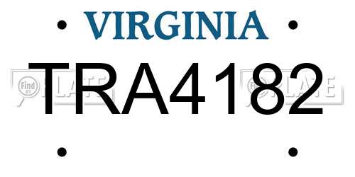 TRA4182 Virginia License Plate