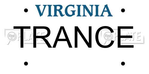TRANCE Virginia License Plate