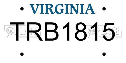 TRB1815 Virginia License Plate