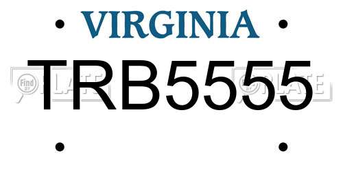 TRB5555 Virginia License Plate