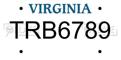 TRB6789 Virginia License Plate