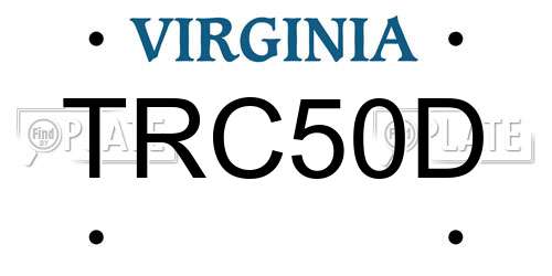 TRC50D Virginia License Plate