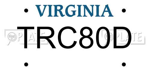 TRC80D Virginia License Plate