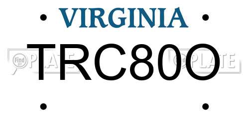 TRC80O Virginia License Plate