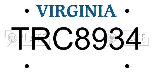 TRC8934 Virginia License Plate