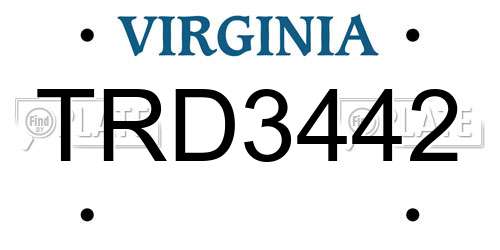 TRD3442 Virginia License Plate