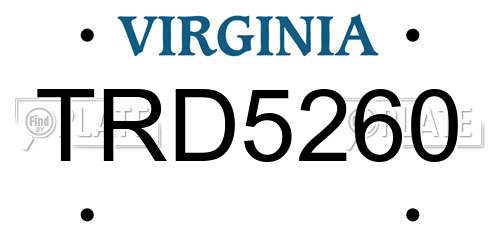 TRD5260 Virginia License Plate