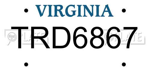 TRD6867 Virginia License Plate