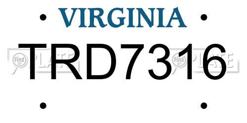 TRD7316 Virginia License Plate