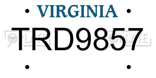 TRD9857 Virginia License Plate