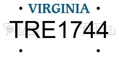 TRE1744 Virginia License Plate