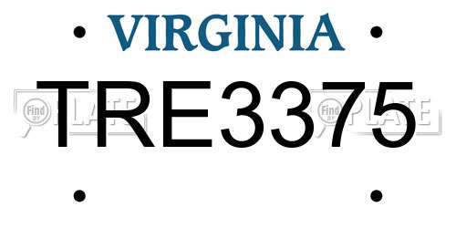 TRE3375 Virginia License Plate