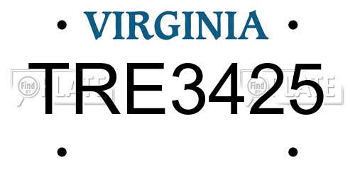 TRE3425 Virginia License Plate