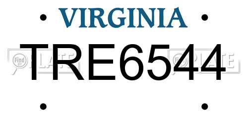 TRE6544 Virginia License Plate