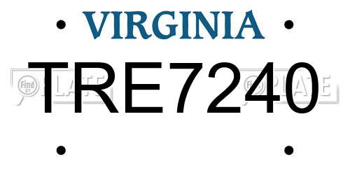 TRE7240 Virginia License Plate