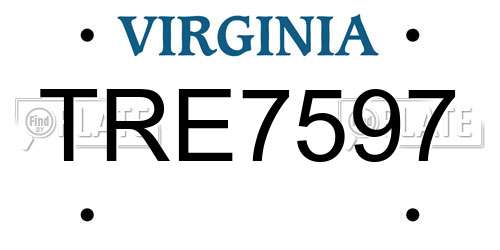 TRE7597 Virginia License Plate