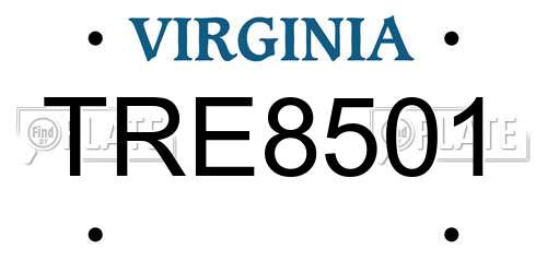 TRE8501 Virginia License Plate