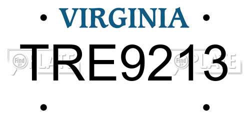 TRE9213 Virginia License Plate