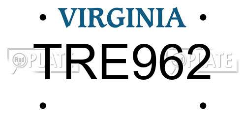 TRE962 Virginia License Plate