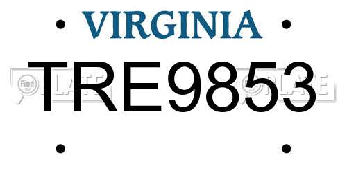 TRE9853 Virginia License Plate