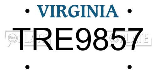 TRE9857 Virginia License Plate