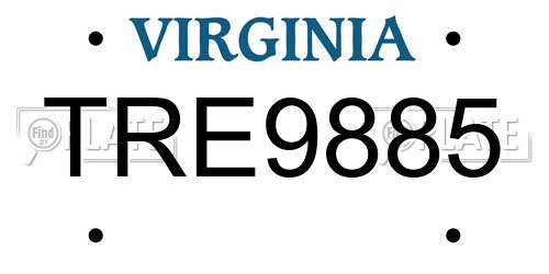 TRE9885 Virginia License Plate