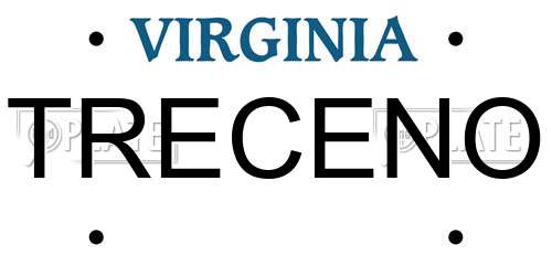 TRECENO Virginia License Plate