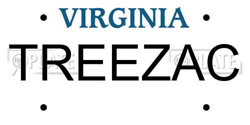 TREEZAC Virginia License Plate