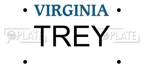 TREY Virginia License Plate