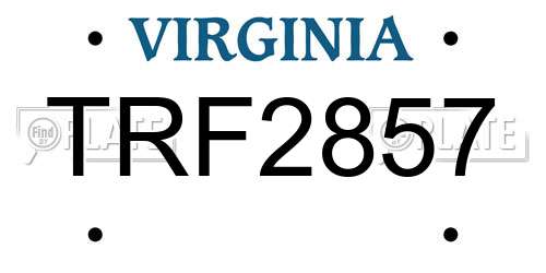 TRF2857 Virginia License Plate