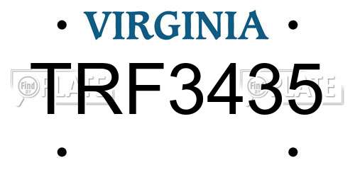 TRF3435 Virginia License Plate