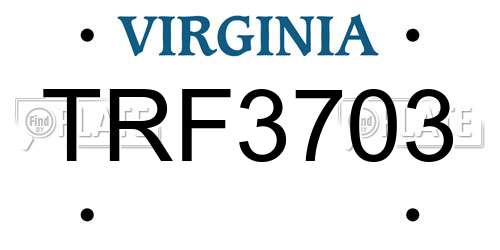 TRF3703 Virginia License Plate