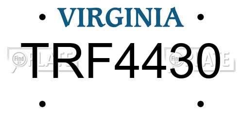 TRF4430 Virginia License Plate