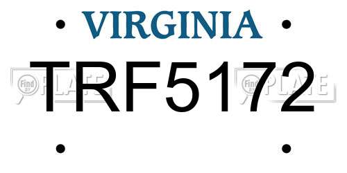 TRF5172 Virginia License Plate