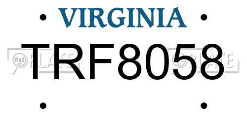 TRF8058 Virginia License Plate