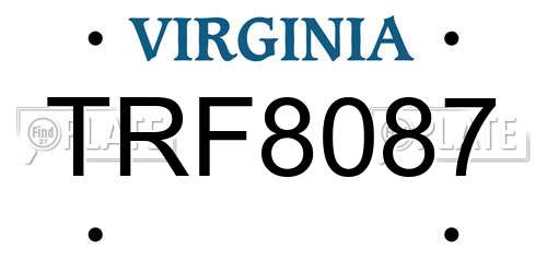 TRF8087 Virginia License Plate