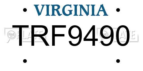 TRF9490 Virginia License Plate
